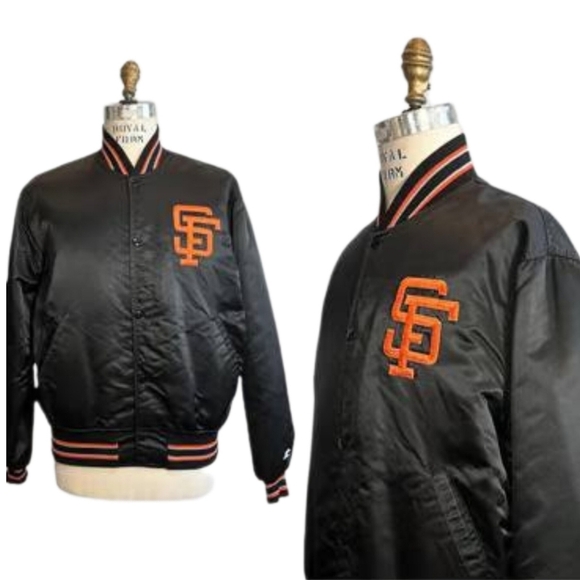 STARTER Other - VINTAGE 80s SAN FRANCISCO GIANTS JACKET, Black/Orange, Men's Small- Womens Med